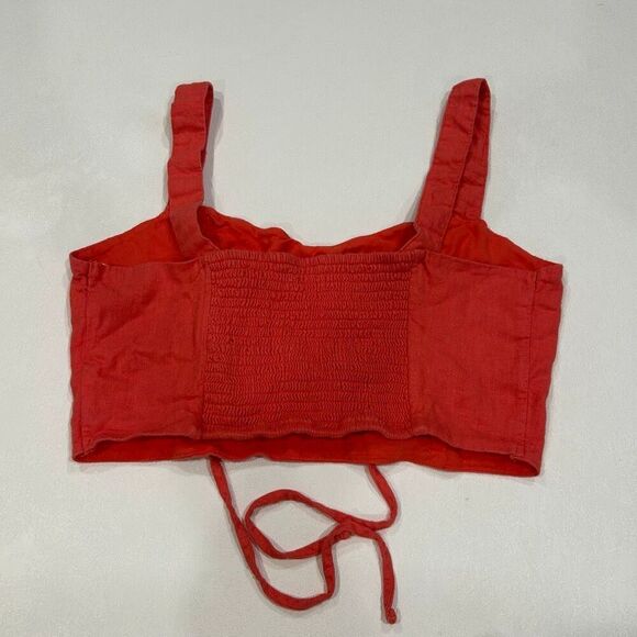 Abercrombie & Fitch Red Crop Top Size L Lace-Up Corset Style - Picture 2 of 6